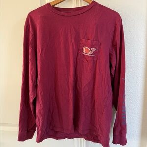 Vineyard Vines Maroon Football Long Sleeve Shirt